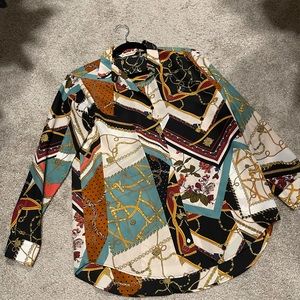 Zara patterned button up blouse